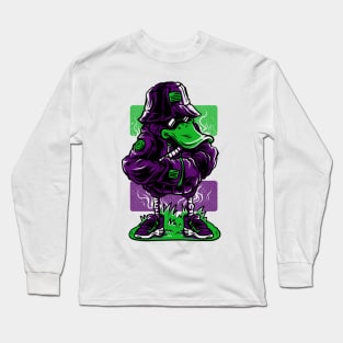 Dapper Duck Character Purple Green Long Sleeve T-Shirt